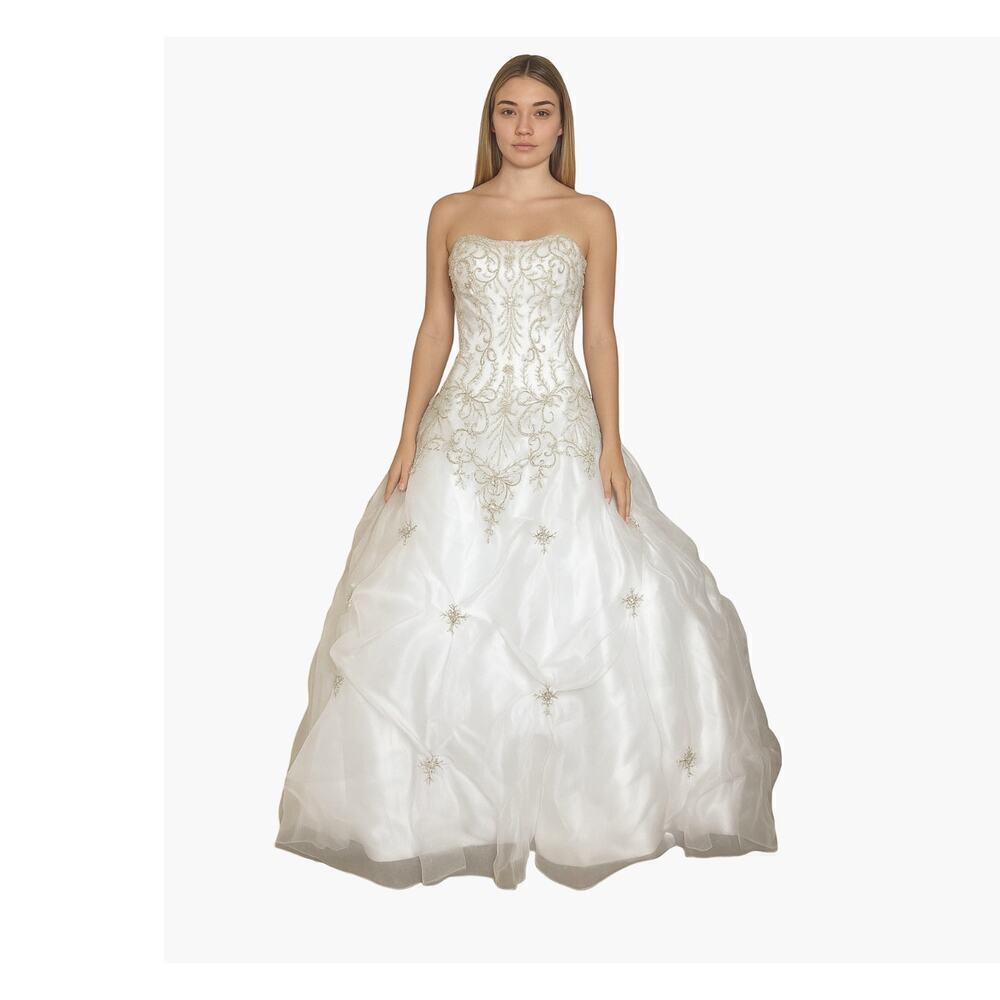 Sottero and Midgley wedding dress/gown embroidered gold beaded sequined SZ 14